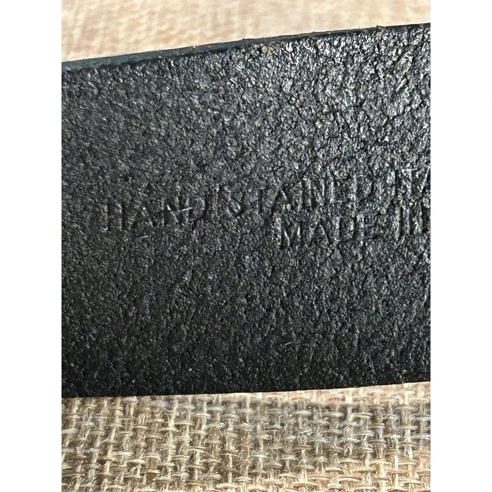 Nautica‎ Italian Leather Belt Men's 38 Roller Buckle Black Gunmetal Buckle